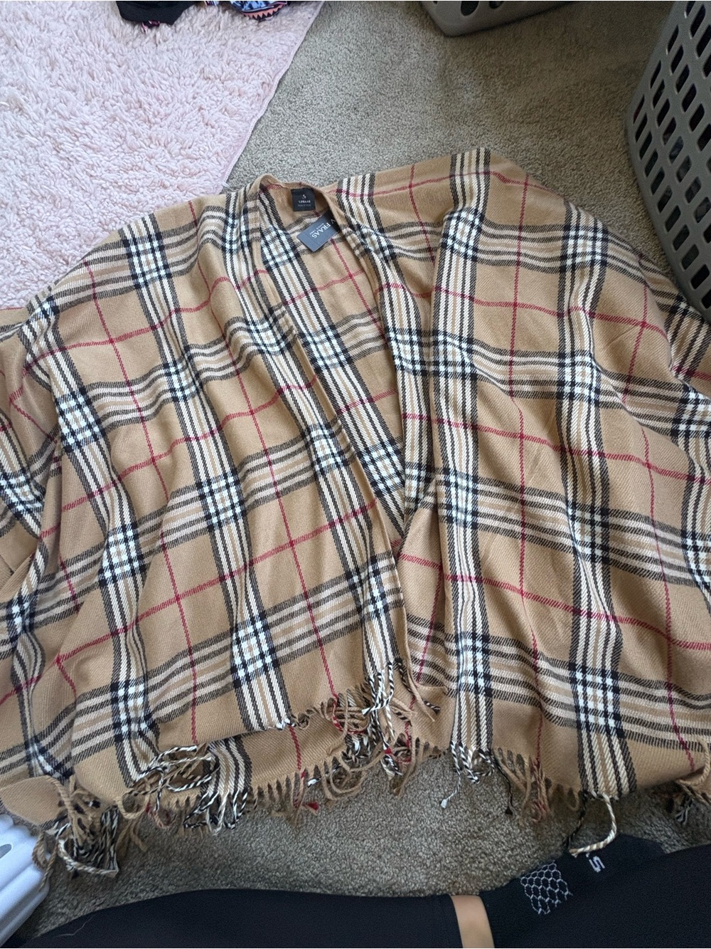Plaid Fringe Wrap Shawl